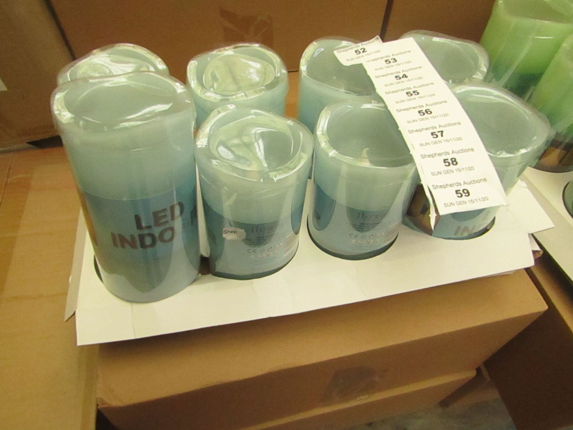 Box of 8 LED Battery Operated Candles. New & Boxed. See Image For Colour