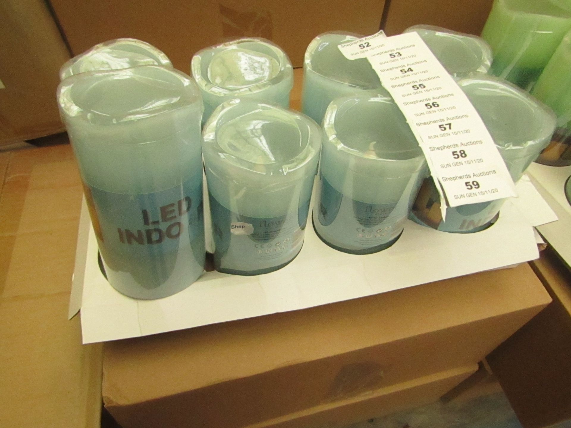 Box of 8 LED Battery Operated Candles. New & Boxed. See Image For Colour