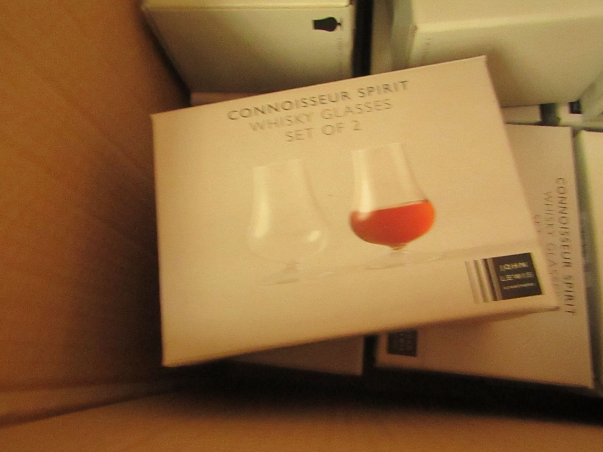 Box of 2 John Lewis Connoisseur Whiskey glasses. New & Boxed