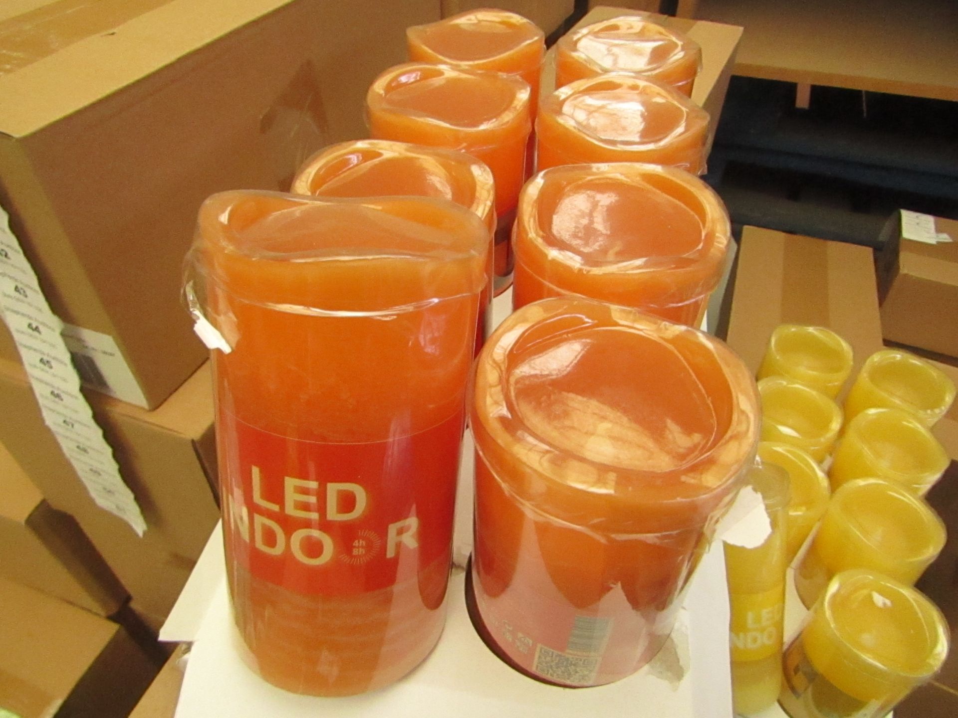 Box of 8 LED Battery Operated Candles. New & Boxed. See Image For Colour