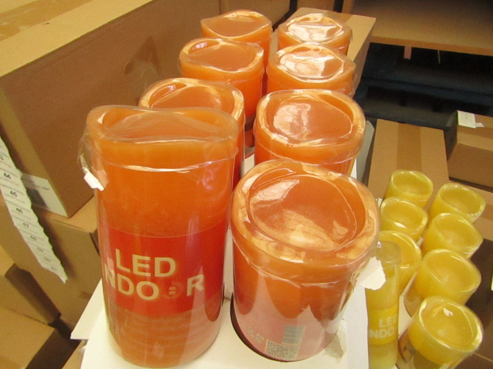 Box of 8 LED Battery Operated Candles. New & Boxed. See Image For Colour