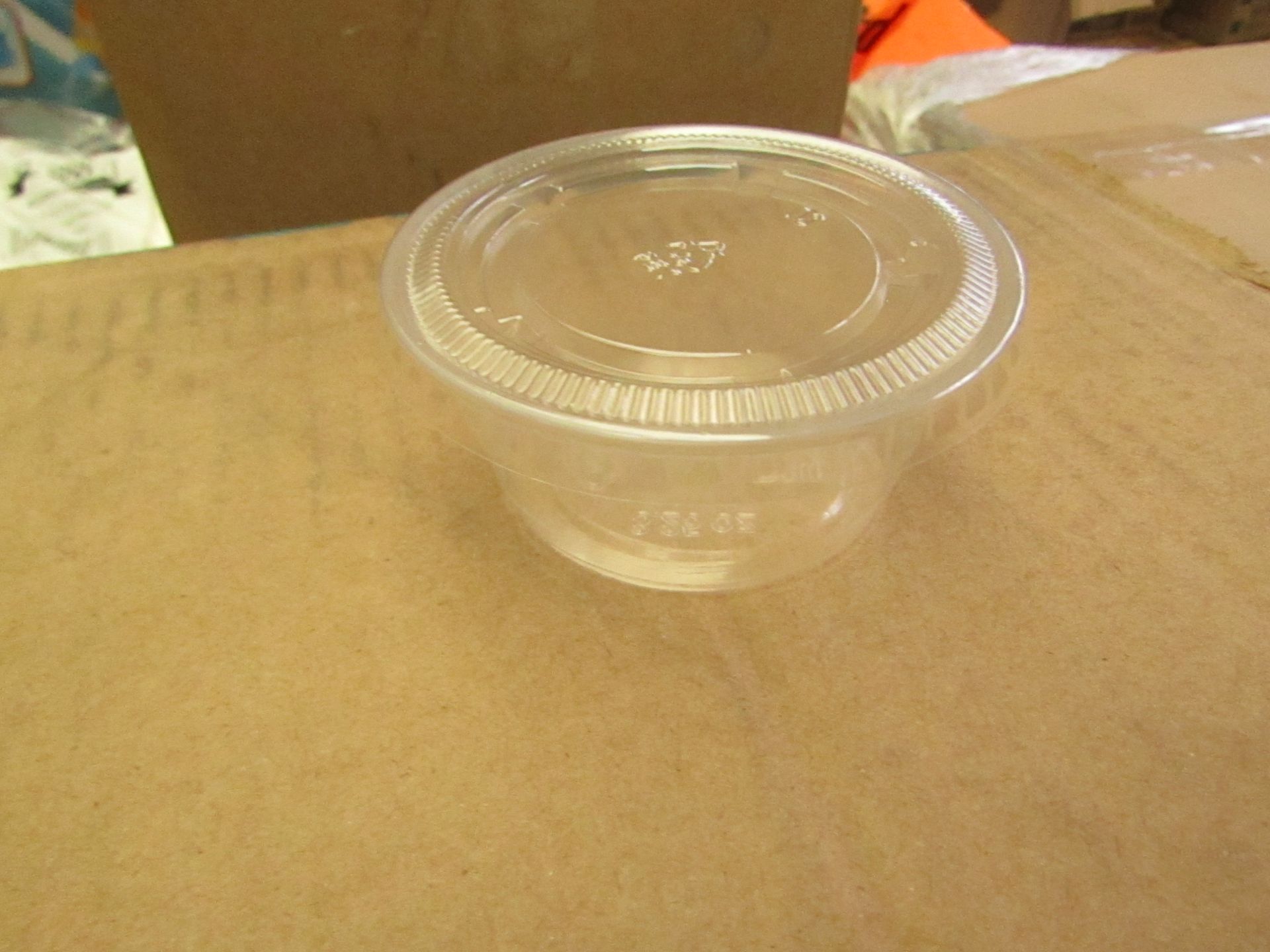 Box of Approx 1000 3.25oz Portion pots with lids. Unused & Boxed