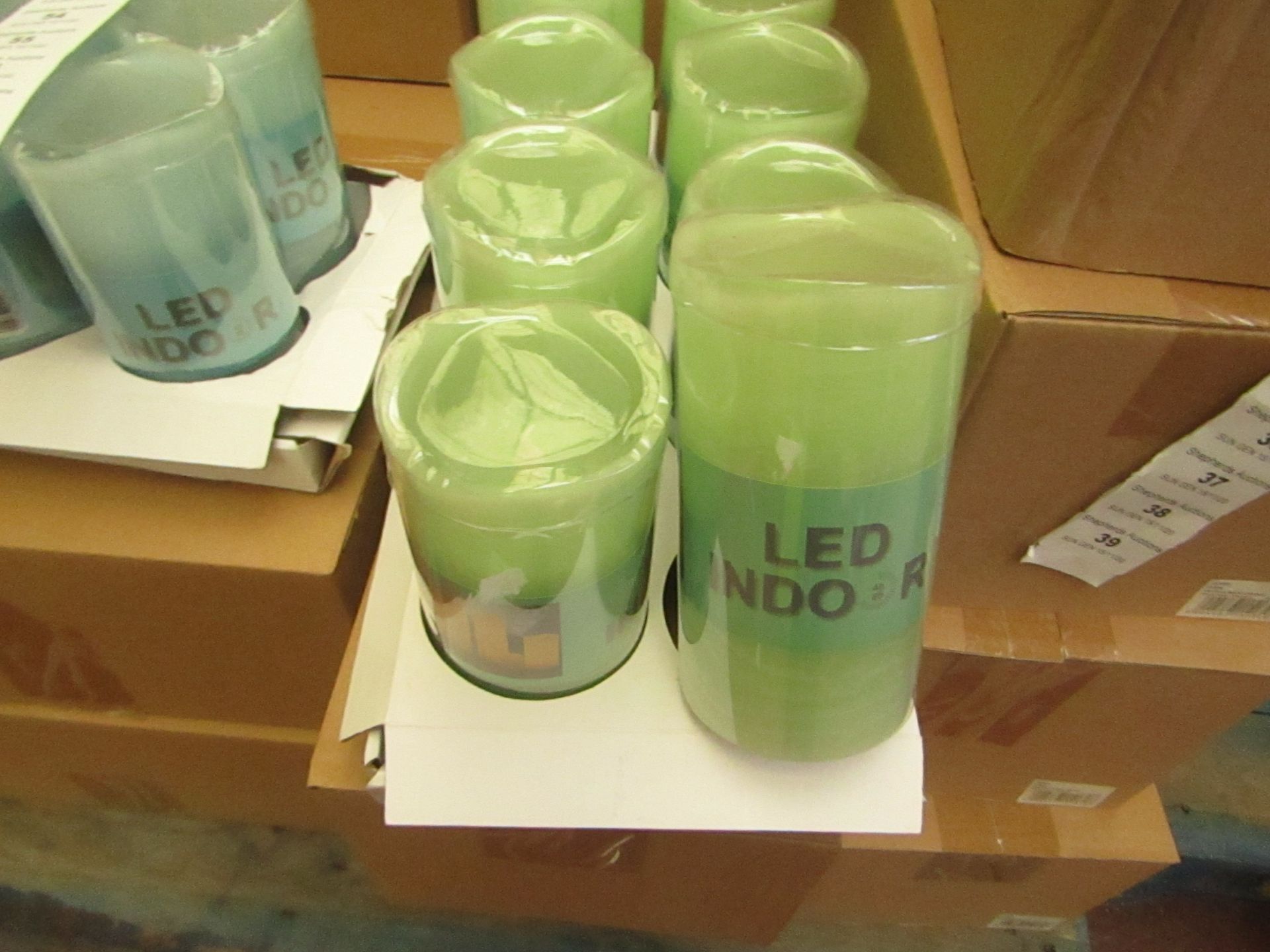 Box of 8 LED Battery Operated Candles. New & Boxed. See Image For Colour