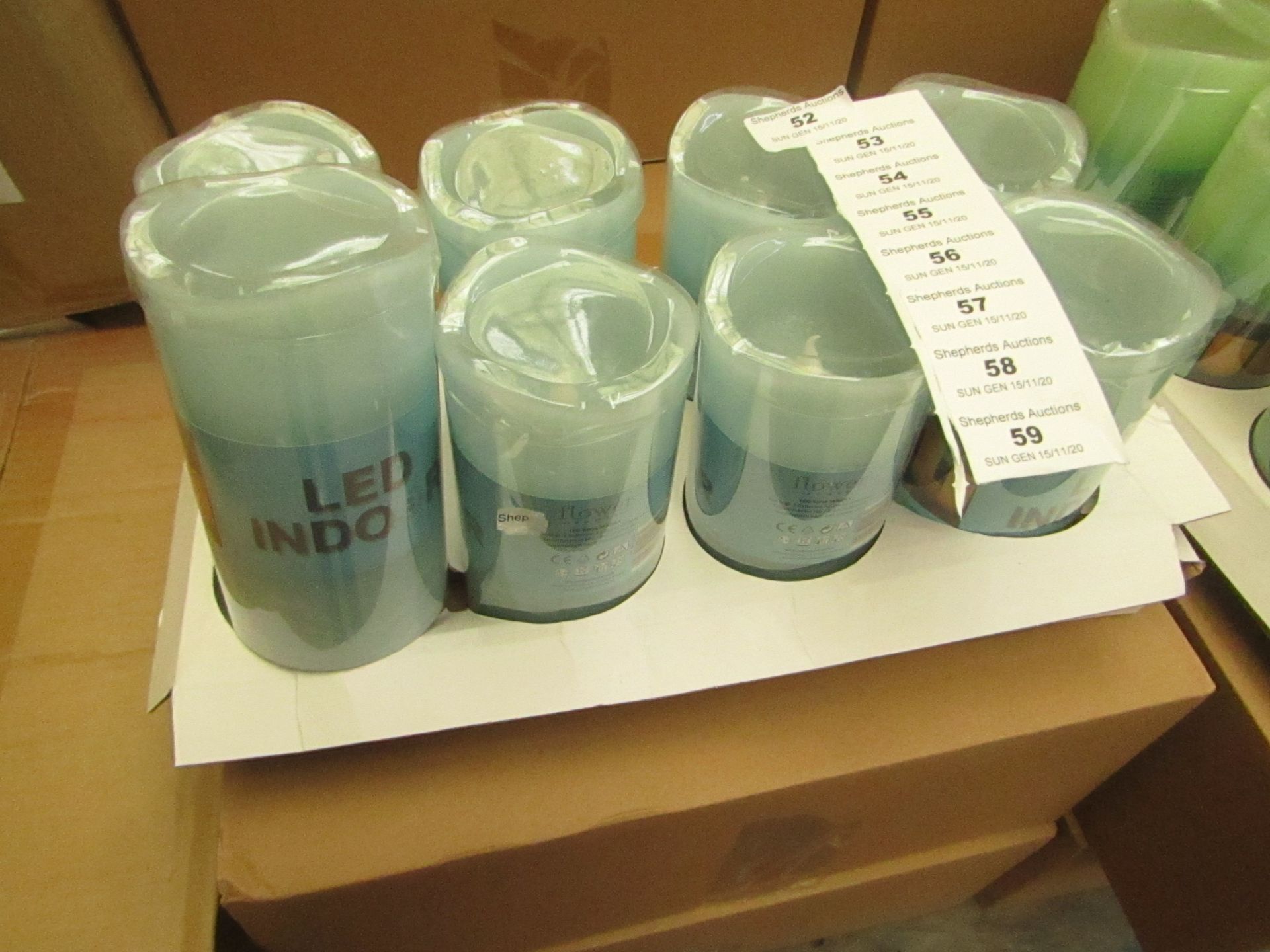 Box of 8 LED Battery Operated Candles. New & Boxed. See Image For Colour