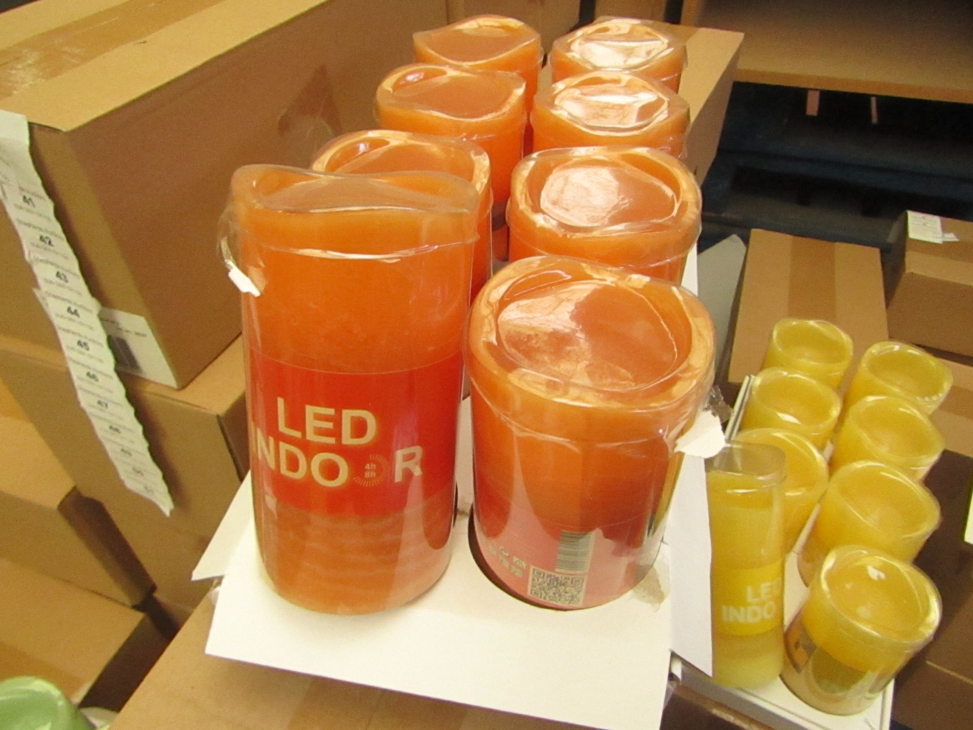 Box of 8 LED Battery Operated Candles. New & Boxed. See Image For Colour