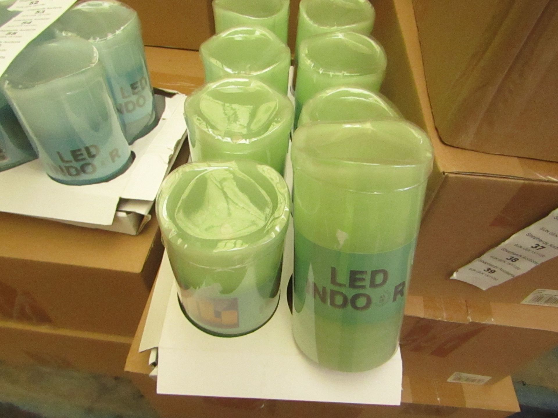 Box of 8 LED Battery Operated Candles. New & Boxed. See Image For Colour