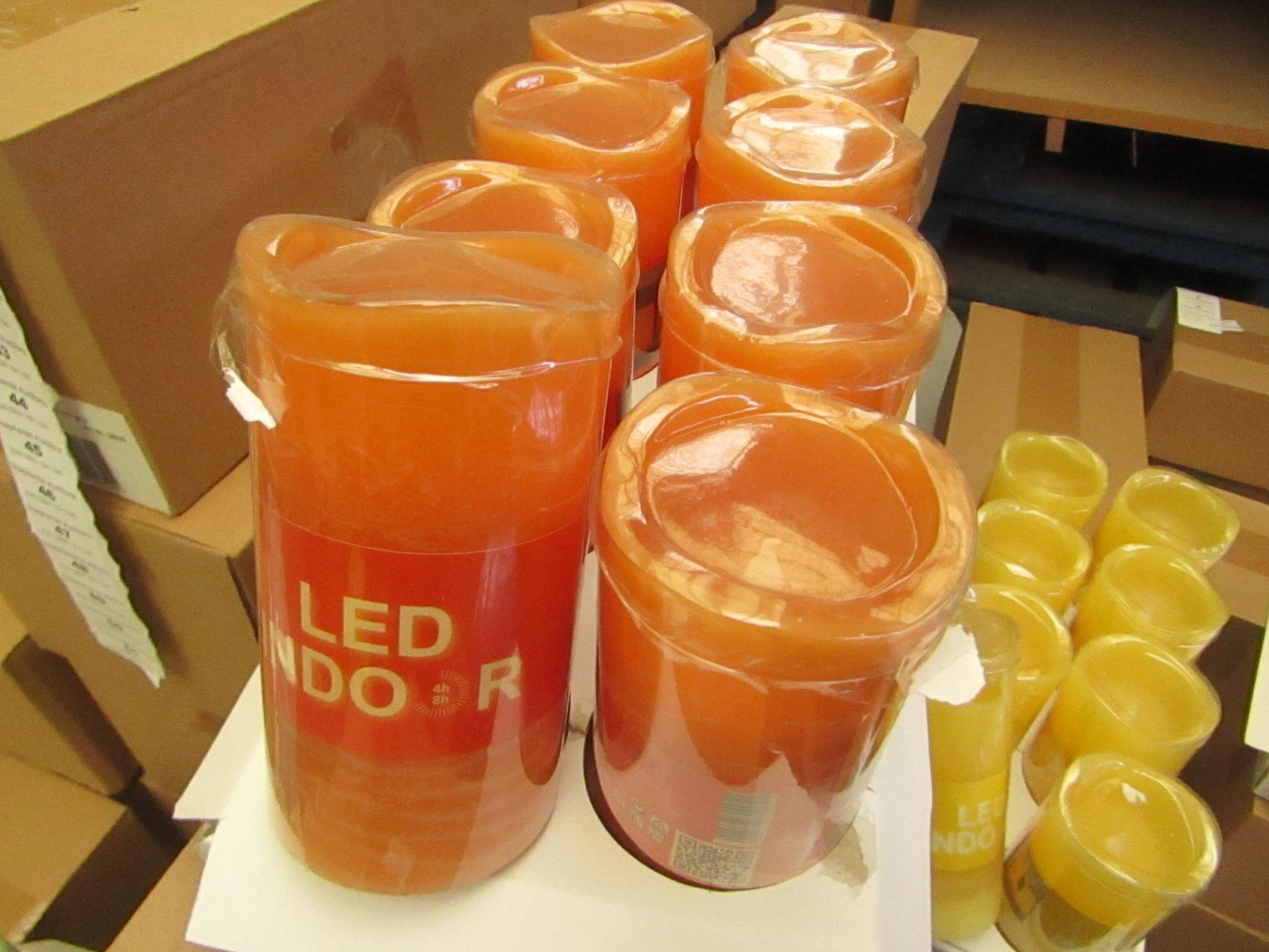 Box of 8 LED Battery Operated Candles. New & Boxed. See Image For Colour
