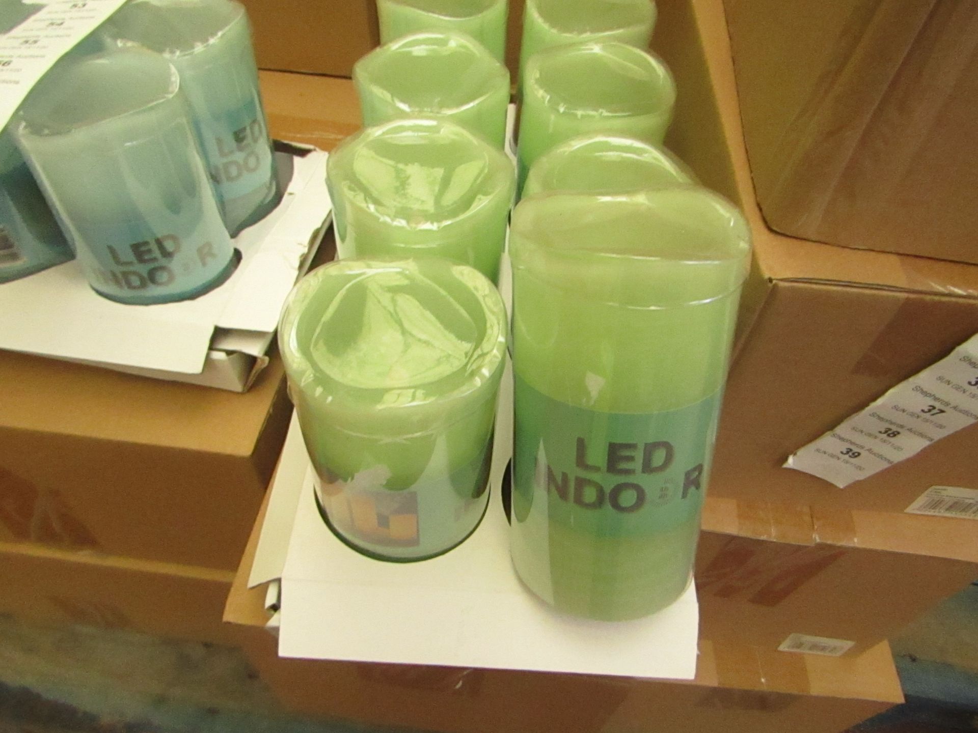 Box of 8 LED Battery Operated Candles. New & Boxed. See Image For Colour