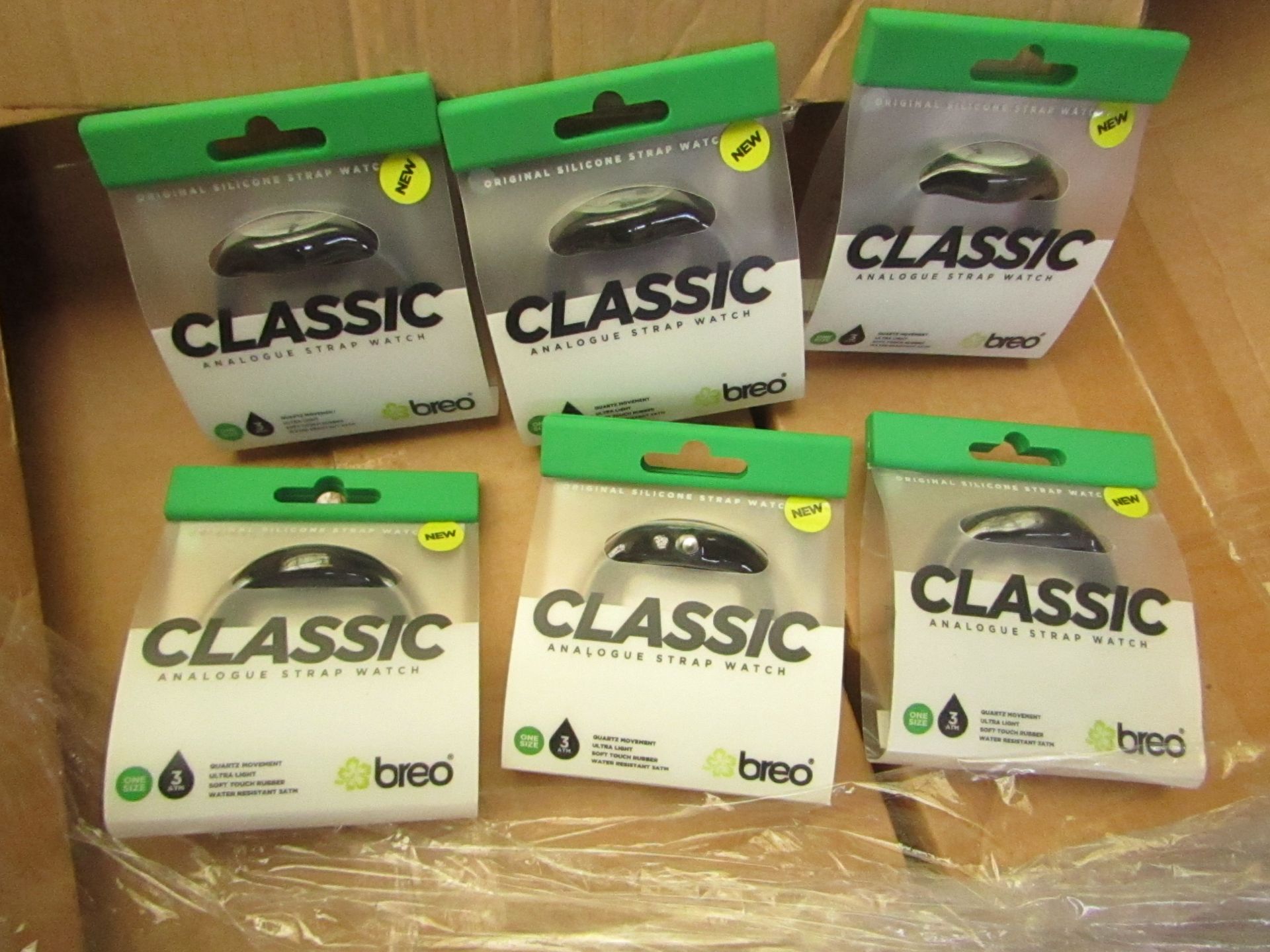 6 x Breo Classic Analogue Strap Watch. Packaged but untested