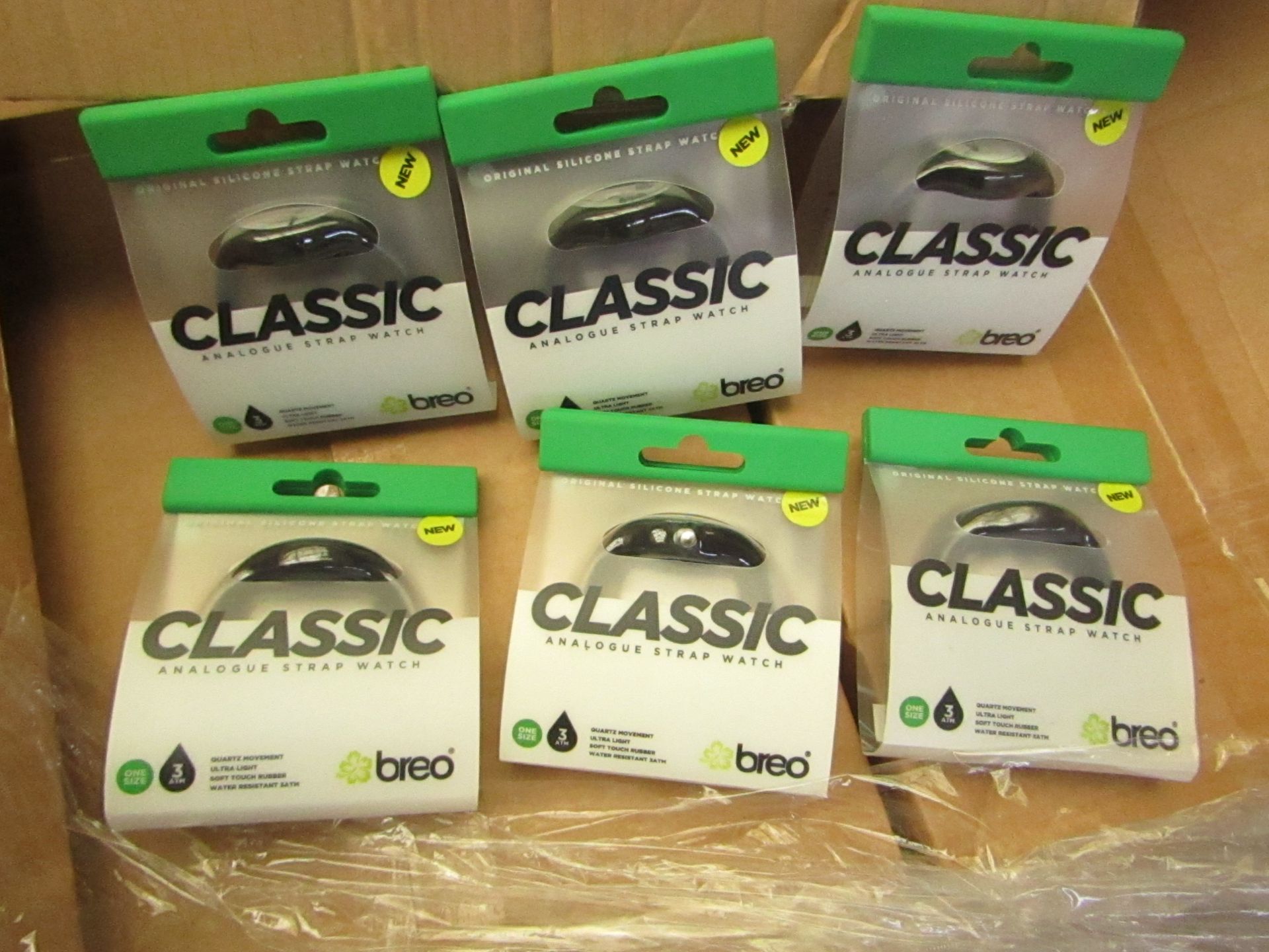 6 x Breo Classic Analogue Strap Watch. Packaged but untested