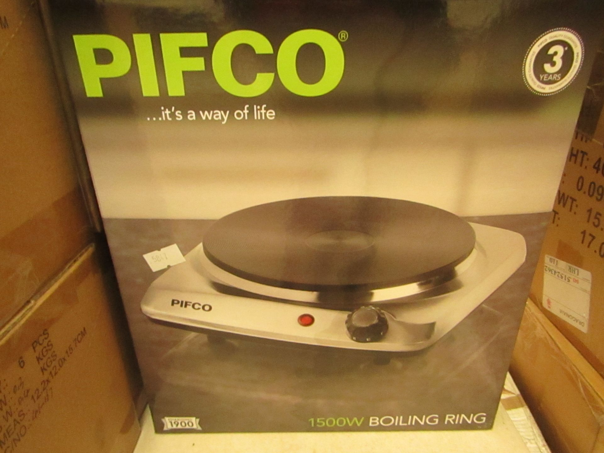 PIFCO - 1500W Boiling Ring / Single Electric Hob - Unchecked & Boxed.