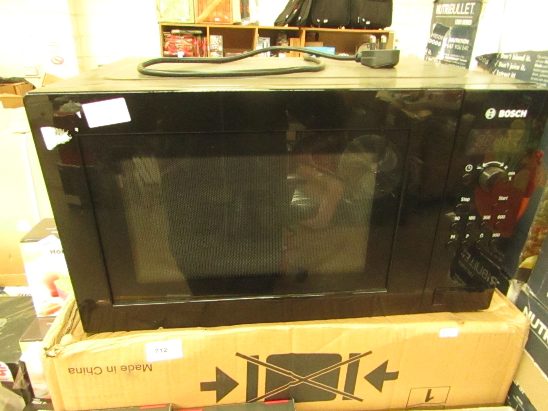 Bosch - Microwave (Black) - Powers On, Howver Door Needs Attention & Boxed.