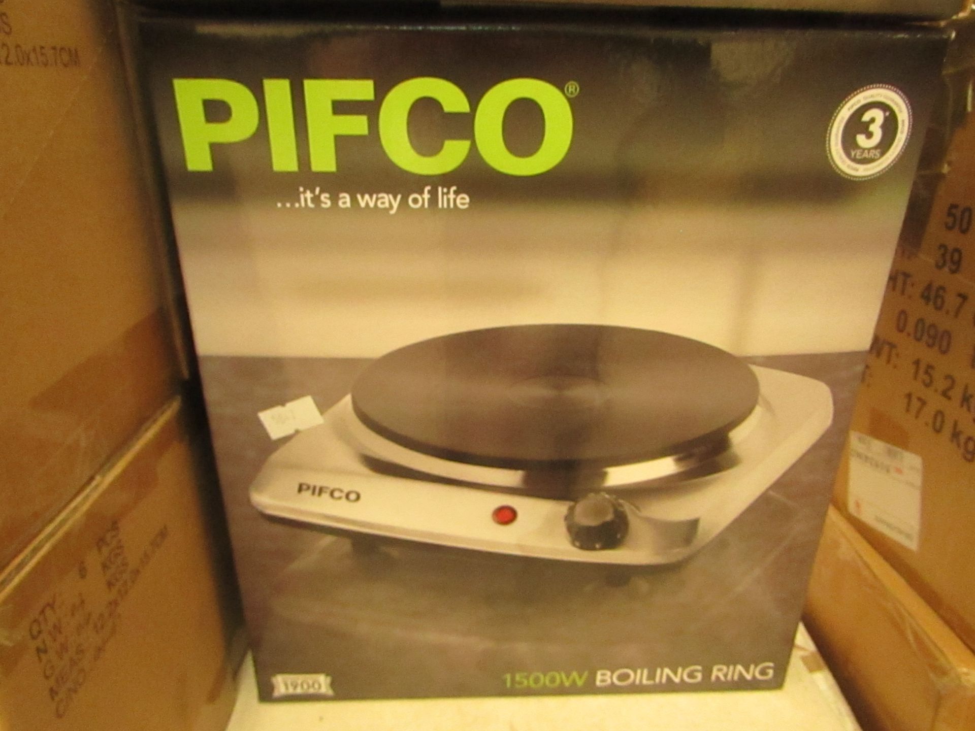 PIFCO - 1500W Boiling Ring / Single Electric Hob - Unchecked & Boxed.