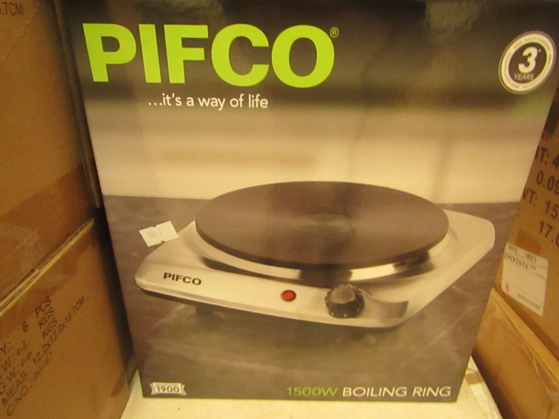 PIFCO - 1500W Boiling Ring / Single Electric Hob - Unchecked & Boxed.