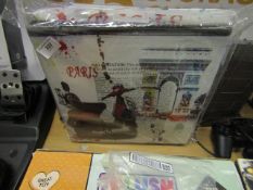 Paris Themed 30cm x 30cm x 30cm fold flat storage box, new and packaged