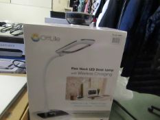Ottlite Flex Neck LED Desk Lamp with wireless charging, boxed and unchecked