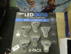 Pack of 6 GU10 LED downlight bulbs, one appears to be damaged the rest are unchecked