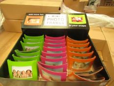 Box of 24 Mini Metal Photo Frames. New & in a Counter Display Box