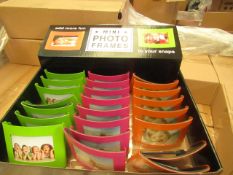 Box of 24 Mini Metal Photo Frames. New & in a Counter Display Box