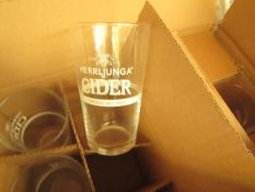 Box of 12x Herrljunga Cider Pint Glasses, new and boxed