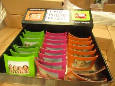 Box of 24 Mini Metal Photo Frames. New & in a Counter Display Box