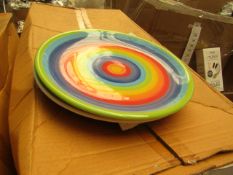 8x Large 26cm Rainbow plates, new and packaged.