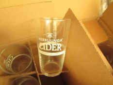 Box of 12x Herrljunga Cider Pint Glasses, new and boxed