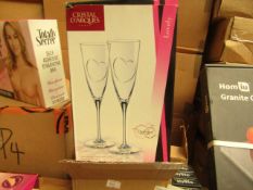 Box of 2 Cristal D'arques Champagne Flutes. New & Boxed