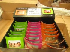 Box of 24 Mini Metal Photo Frames. New & in a Counter Display Box