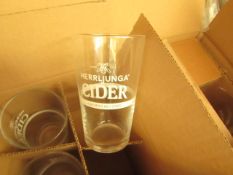 Box of 12x Herrljunga Cider Pint Glasses, new and boxed