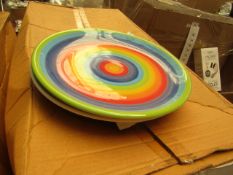 8x Large 26cm Rainbow plates, new and packaged.