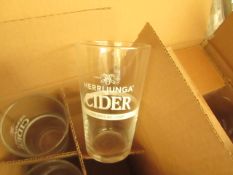 Box of 12x Herrljunga Cider Pint Glasses, new and boxed