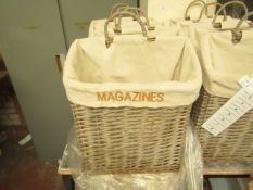 Grey Wicker Magazine Rack. Unused