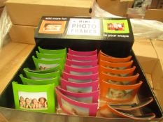 Box of 24 Mini Metal Photo Frames. New & in a Counter Display Box