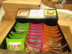 Box of 24 Mini Metal Photo Frames. New & in a Counter Display Box