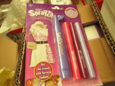 12 x Sprayza Hearts Fabric Pens & Stencils. unused