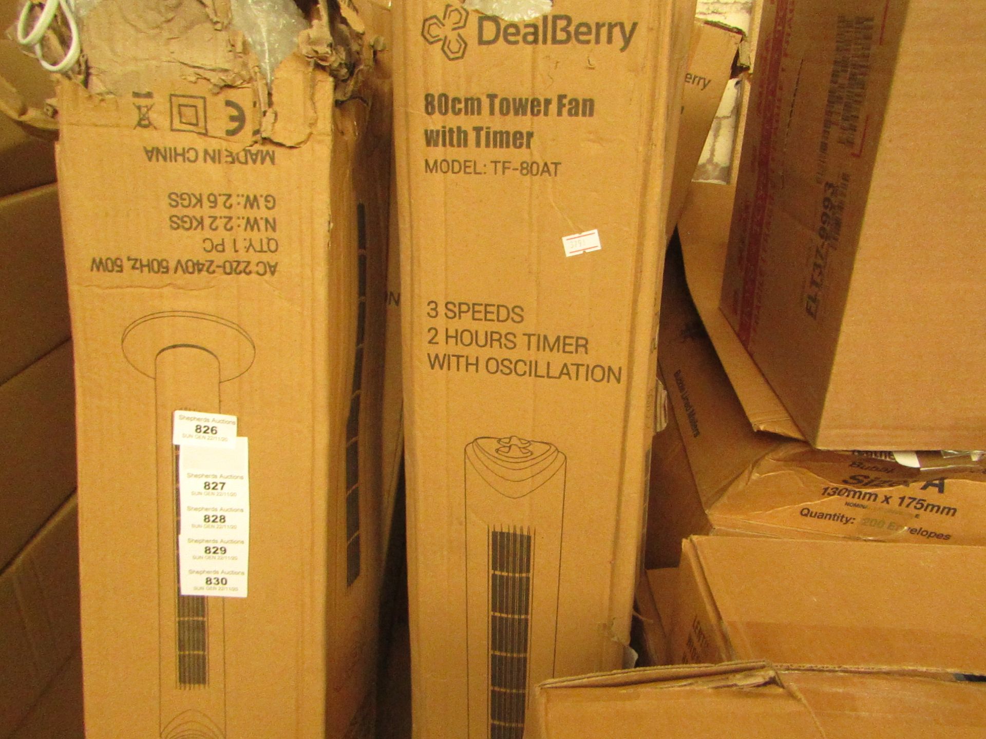 Dealberry 80cm Tower Fan with Timer. Model TF-80AT. Boxed but untested.