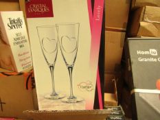 Box of 2 Cristal D'arques Champagne Flutes. New & Boxed