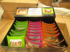 Box of 24 Mini Metal Photo Frames. New & in a Counter Display Box