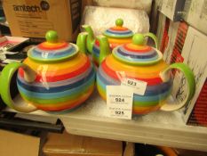 2 x Rainbow Design Teapots. New