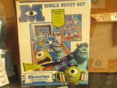 Monsters University Single Reversable Duvet Set. New & packaged