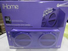 Ihome - Bluetooth Wireless Rechargeable Stereo Speaker - unchecked & Boxed