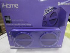 Ihome - Bluetooth Wireless Rechargeable Stereo Speaker - unchecked & Boxed