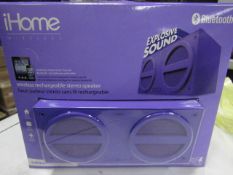 Ihome - Bluetooth Wireless Rechargeable Stereo Speaker - unchecked & Boxed