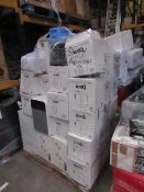 Pallet containing approx 15 - 30 various mini fridges and coolers, all completely unchecked and