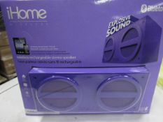 Ihome - Bluetooth Wireless Rechargeable Stereo Speaker - unchecked & Boxed