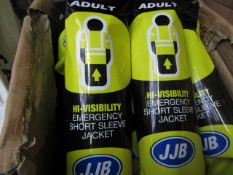 2x JJB - Hi-Vis Yellow Short Sleeve Emergency Jacket (Adult) - New & Packaged.