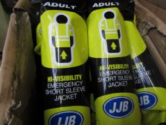 2x JJB - Hi-Vis Yellow Short Sleeve Emergency Jacket (Adult) - New & Packaged.