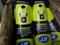 2x JJB - Hi-Vis Yellow Short Sleeve Emergency Jacket (Adult) - New & Packaged.