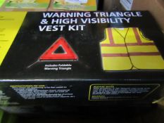 3x AA - Warning Triangle & Hi-Visbility Vest Kit - Unused & Boxed.